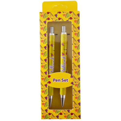 TTD Gifts Holland - Pen set - Tulip decoration in gift box - Yellow