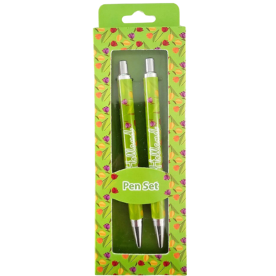 Typisch Hollands Holland - Pen set - Tulip decoration in gift box - Green