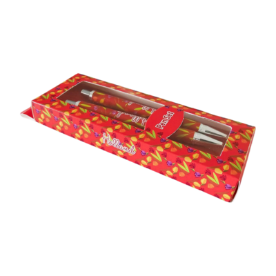 Typisch Hollands Holland - Pen set - Tulip decoration in gift box - Red