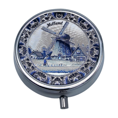 Typisch Hollands Pill box Holland Delft Blue - Silver colored