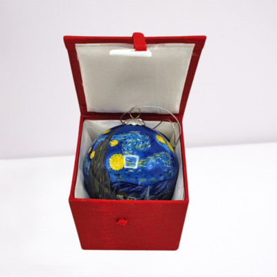 Typisch Hollands Weihnachtskugel in luxuriöser Geschenkbox – Sternennacht – Vincent van Gogh