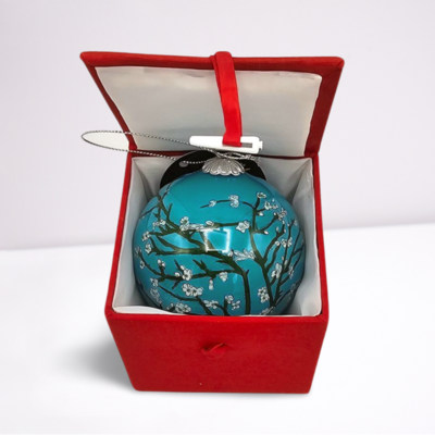 Typisch Hollands Weihnachtskugel in luxuriöser Geschenkbox – Mandelblüte – Vincent van Gogh