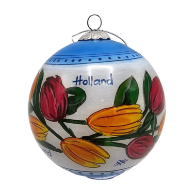 Typisch Hollands Christmas bauble in luxury gift box - Tulips - Red-Orange