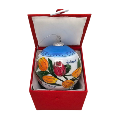 TTD Gifts Kerstbal  in luxe geschenkdoos - Tulpen - Rood-Oranje