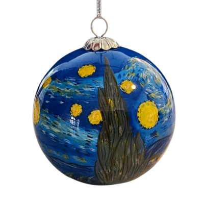 Typisch Hollands Weihnachtskugel in luxuriöser Geschenkbox – Sternennacht – Vincent van Gogh