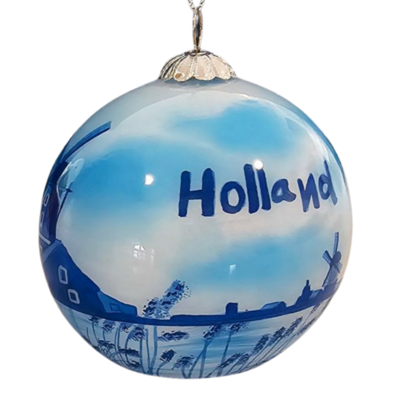 Typisch Hollands Kerstbal  in luxe geschenkdoos - Molenlandschap Holland