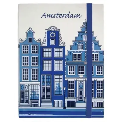Typisch Hollands Notitieboekje Amsterdam - Gevelhuisjes - Delfts blauw