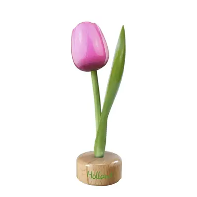 Nijhuis  Houten tulp op voet Roze-wit