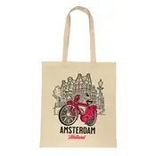 Typisch Hollands Bag Amsterdam - Red bicycle - Black lines drawing