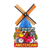 Matix Typisches Holland – Geschenkeladen – Magnet-Polystone-Mühle & Fahrrad Amsterdam