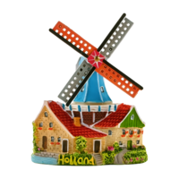 Typisch Hollands Magnetmühle in der Nähe von Häusern