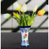 Heinen Delftware Delft blue chalice vase with orange tulips (12cm)