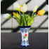 Heinen Delftware Delfts blauw kelkvaasje met oranje tulpen (12cm)