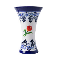 Heinen Delftware Delfter blaue Kelchvase mit orangefarbenen Tulpen (12 cm)