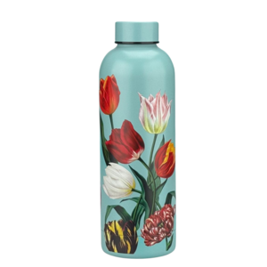 Typisch Hollands Water bottle (insulated bottle) Green Tulips (pretty tulips) botanical tulip print