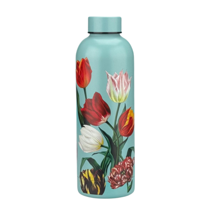 Typisch Hollands Water bottle (insulated bottle) Green Tulips (pretty tulips) botanical tulip print