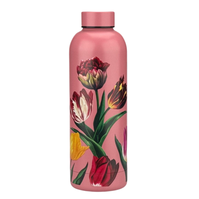 Typisch Hollands Wasserflasche (Isolierflasche) Rosa – Tulpen (hübsche Tulpen) botanischer Tulpendruck