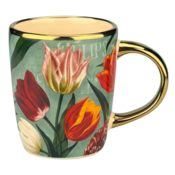 Typisch Hollands Tasse kleine hübsche Tulpen grün mit Gold