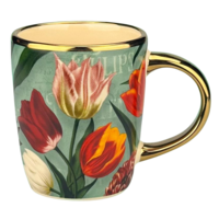 Typisch Hollands Small cup pretty tulips green with gold