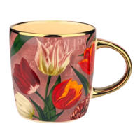 Typisch Hollands Cup (large) pretty tulips pink with gold
