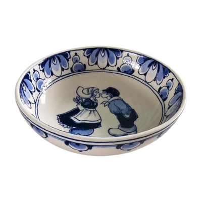 Heinen Delfts blauw Delft blue bowl - Holland kissing couple - 13.5cm