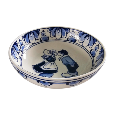 Heinen Delftware Delfts blauw schaaltje - Holland kuspaar-13.5cm