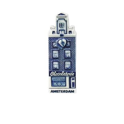 Typisch Hollands Magnet - Fassadenhaus - Amsterdam - Delfter Blau - Chocolaterie