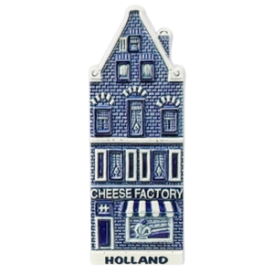 Typisch Hollands Magneet - Gevelhuisje - Holland - Delftsblauw - Cheese factory