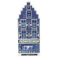 Typisch Hollands Magneet - Gevelhuisje - Amsterdam - Delftsblauw - flowershop.