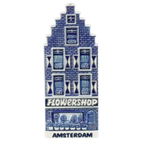 Typisch Hollands Magnet - Facade house - Amsterdam - Delft blue - flower shop.