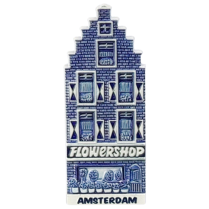 Typisch Hollands Magnet - Facade house - Amsterdam - Delft blue - flower shop.
