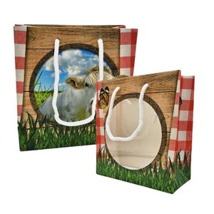 Typisch Hollands Colorful gift bag with window - Cow pasture - with drawstrings bag medium size