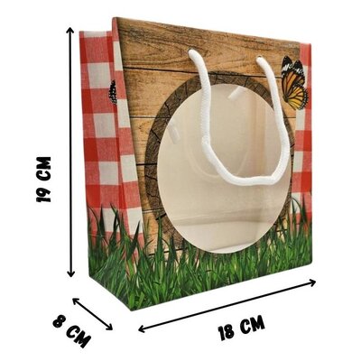 Typisch Hollands Colorful gift bag with window - Cow pasture - with drawstrings bag medium size
