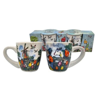 Typisch Hollands Espressotassen – Geschenkset mit 2 Tassen, Holland