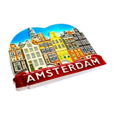 Typisch Hollands Magnet Grachtenhäuser - rotes Amsterdam
