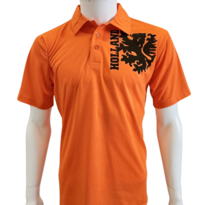 Holland fashion Oranje Polo-Shirt Holland - Zwart badge Holland/Leeuw