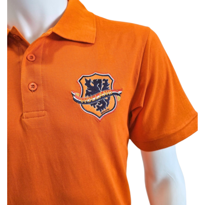 Holland fashion Orangefarbenes Poloshirt Holland – Gestickter Aufnäher Holland – Löwe