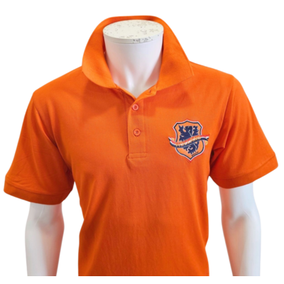 Holland fashion Orangefarbenes Poloshirt Holland – Gestickter Aufnäher Holland – Löwe