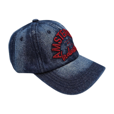 Robin Ruth Fashion Amsterdam-Mütze - Jeans/Bordeaux - rot