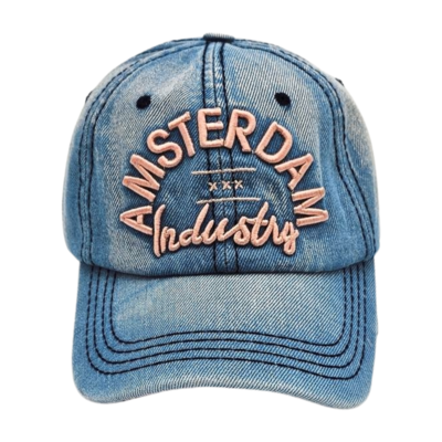 Robin Ruth Fashion Amsterdam cap - Jeans/Light - Pink embroidery