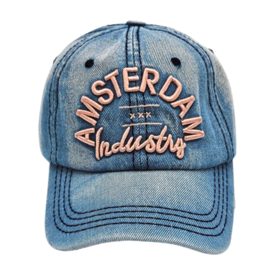 TTD Gifts Amsterdam Cap - Jeans/Hell - Rosa Stickerei