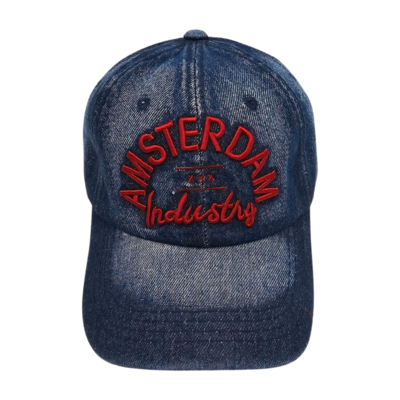 Robin Ruth Fashion Amsterdam-Mütze - Jeans/Bordeaux - rot