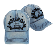 TTD Gifts Amsterdam-Kappe – Jeans/Hell – schwarze Stickerei