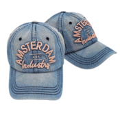 TTD Gifts Amsterdam Cap - Jeans/Hell - Rosa Stickerei