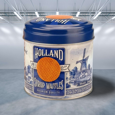 Typisch Hollands Souvenirdose – geeignet für Pralinen, Sirupwaffeln oder Süßigkeiten – leer – Delfter Blau