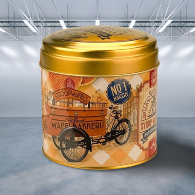 Typisch Hollands Souvenir tin - suitable for chocolates, syrup waffles or sweets - Empty - Baker's bicycle