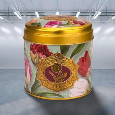 Typisch Hollands Souvenir tin - suitable for chocolates, syrup waffles or candy - Empty - Tulips green