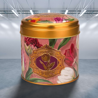Typisch Hollands Souvenirdose - geeignet für Pralinen, Sirupwaffeln oder Süßigkeiten - Tulpen rosa