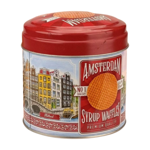 Typisch Hollands Souvenir tin - suitable for chocolates, syrup waffles or candy - Empty - Amsterdam Red