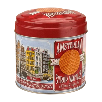 Typisch Hollands Souvenirblik - geschikt voor chocolaatjes ,stroopwafels of snoep - Leeg - Amsterdam Rood